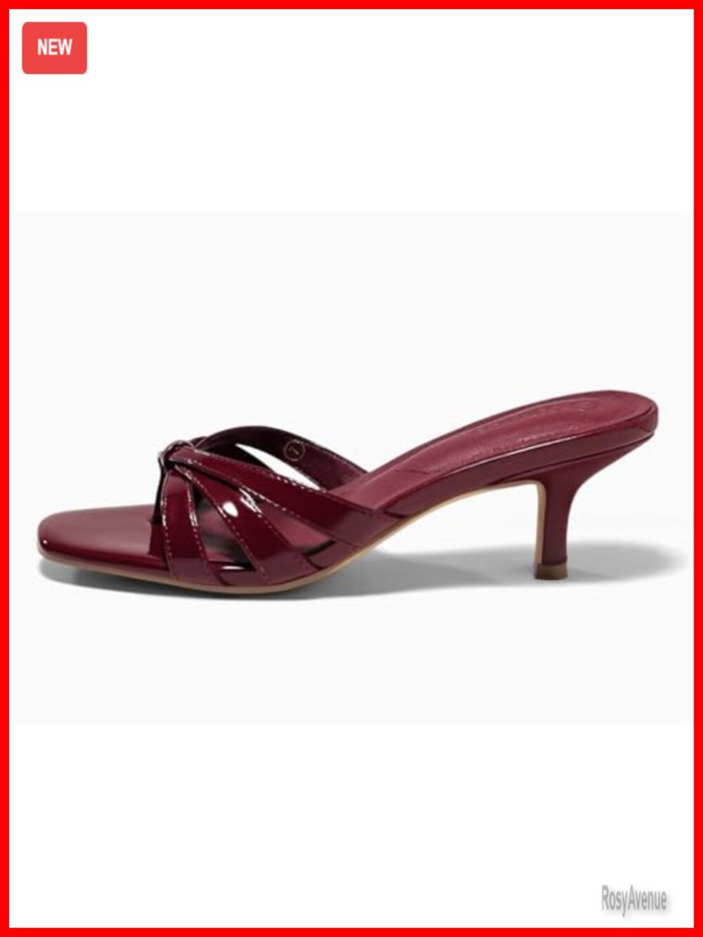 Strappy Kitten Heel Sandals Square Open Toe Thong Slides Slip On Dress Shoes - Picture 3 of 6